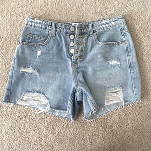 Like new. Distressed denim shorts